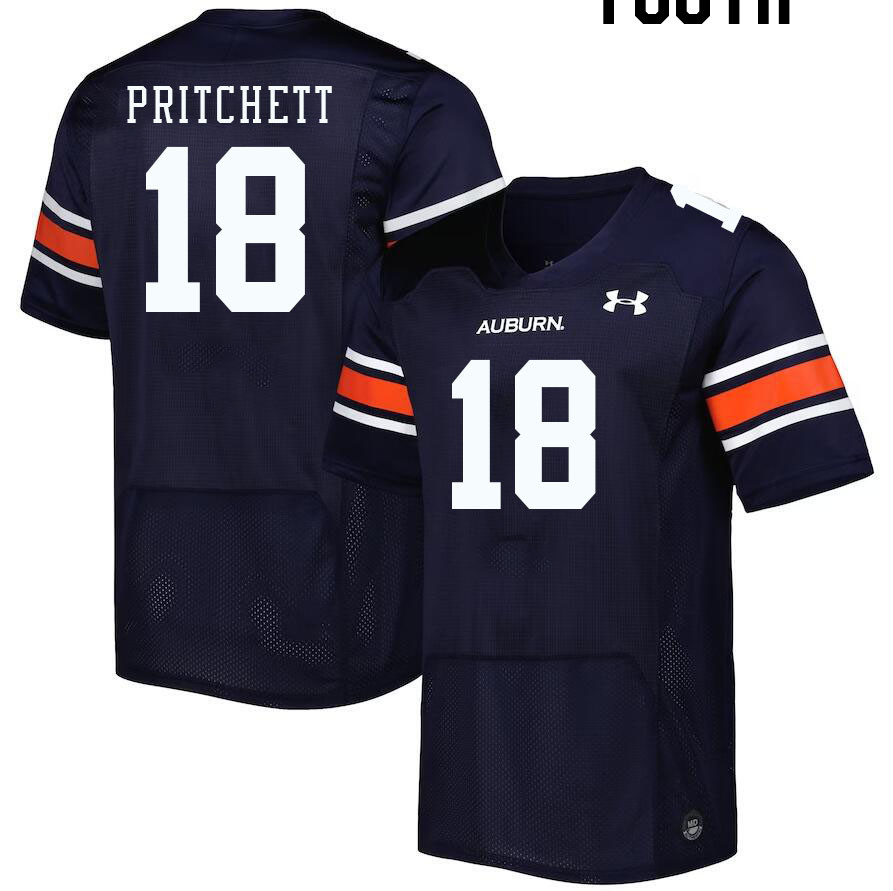 Youth #18 Nehemiah Pritchett Auburn Tigers College Football Jerseys Stitched-Navy